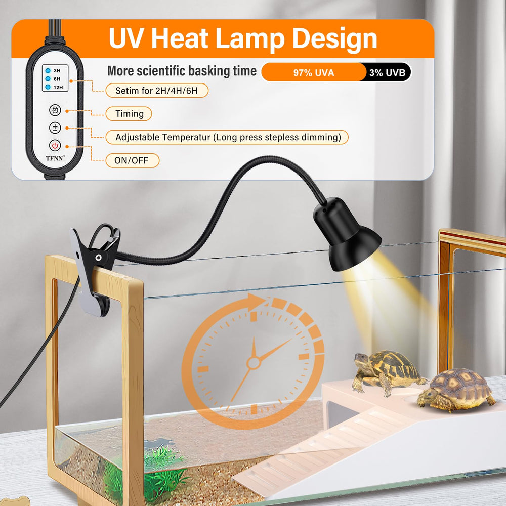 TFNN Reptile Heat Lamp metal clip ensures secure mounting