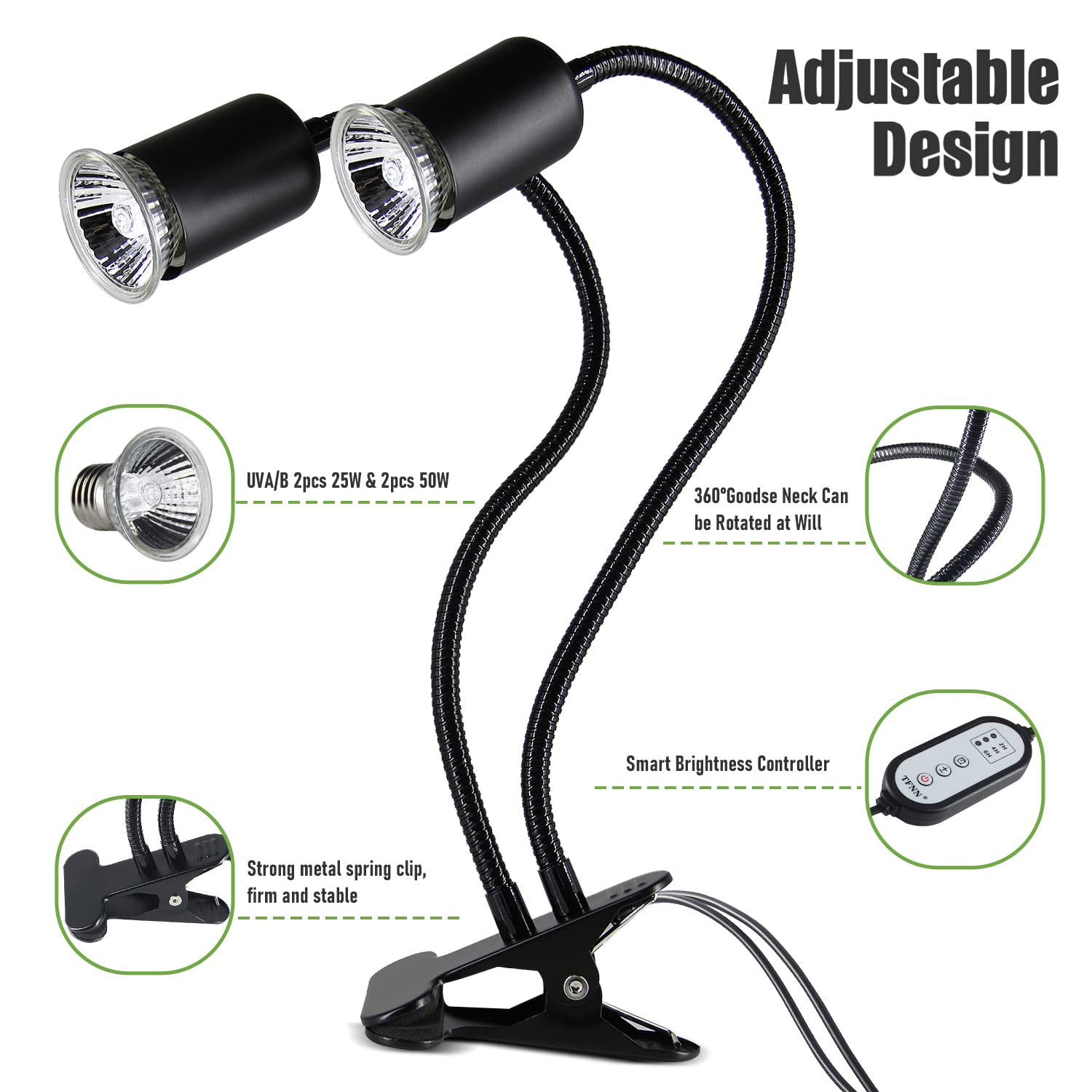 TFNN reptile heat lamp UVB spectrum image highlights sun-like rays for reptiles