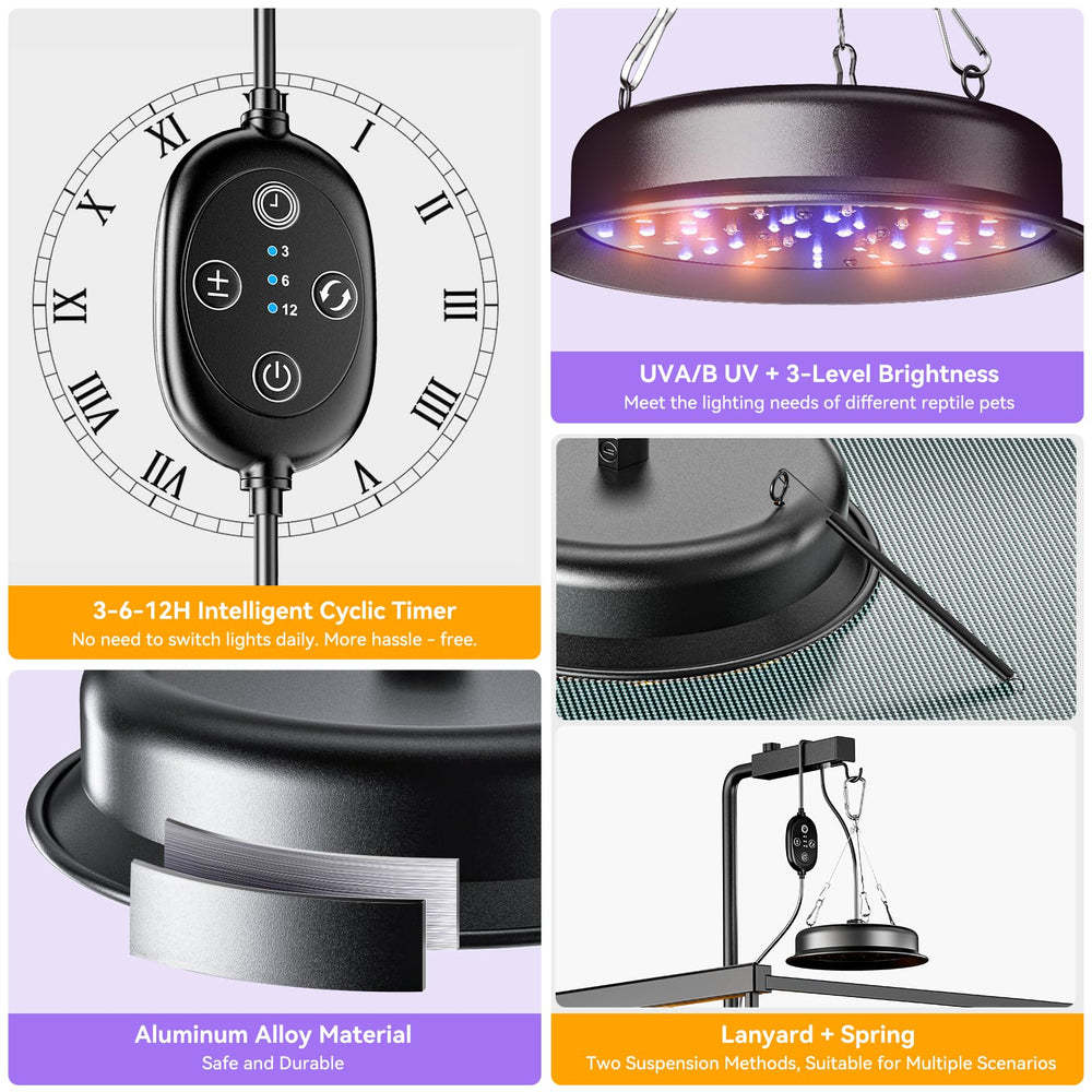 TFNN reptile light hanging strap mount enables flexible enclosure positioning