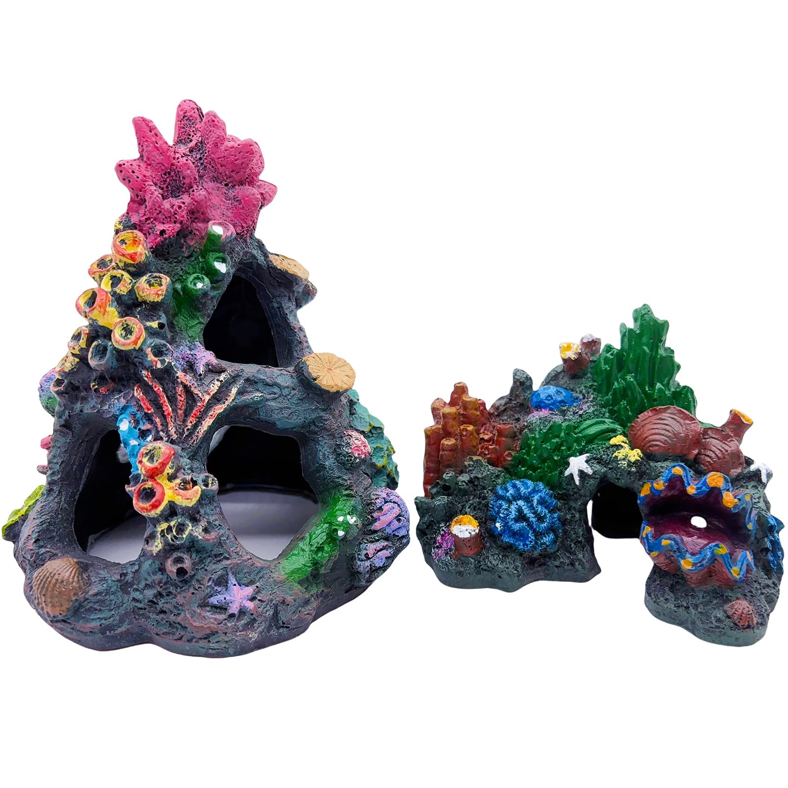 Tfwadmx aquarium coral decoration 2-pack adds colorful reef decor to tanks.