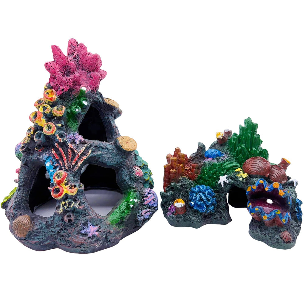 Tfwadmx aquarium coral decoration 2-pack adds colorful reef decor to tanks.