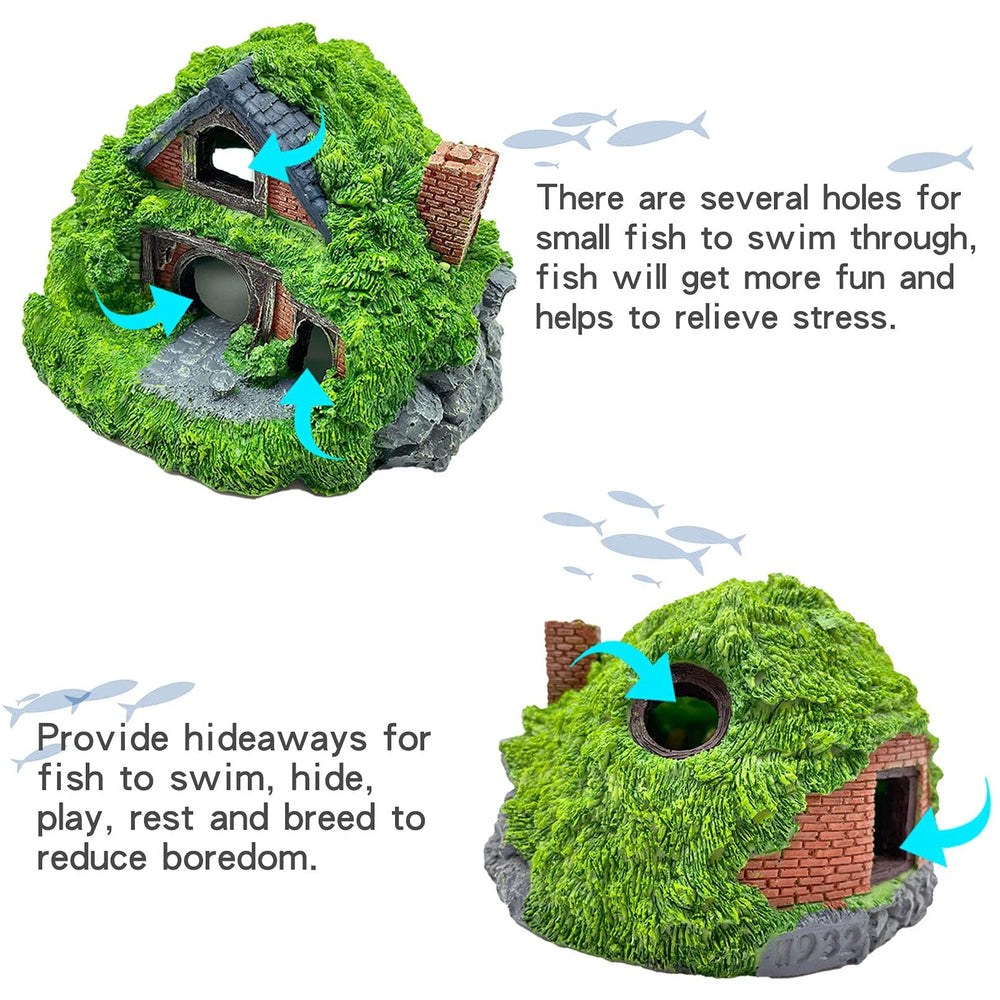 Tfwadmx aquarium decor hideout entrances highlights multiple passages for small fish