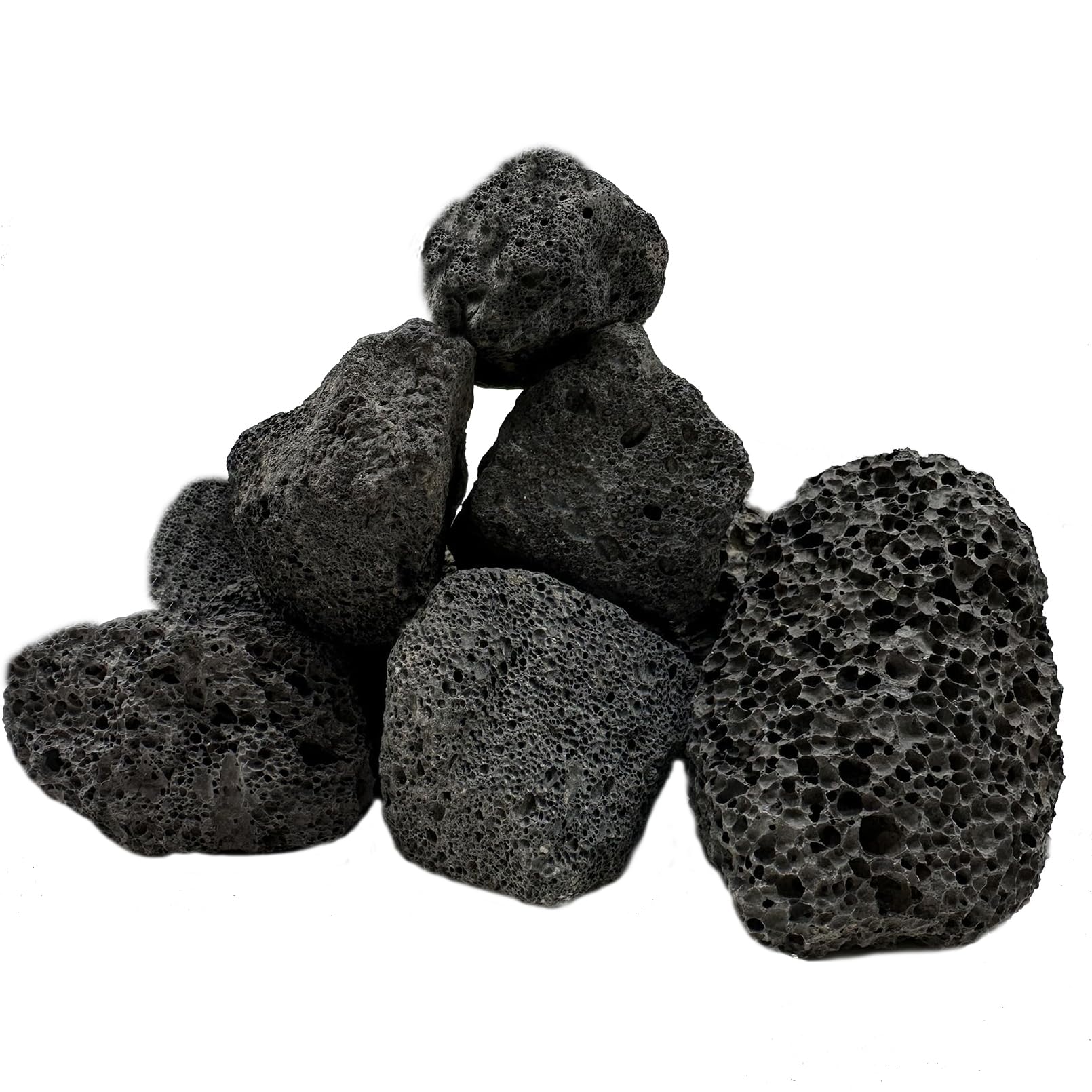Tfwadmx aquarium lava stones pack enhances natural dark focal points in tanks