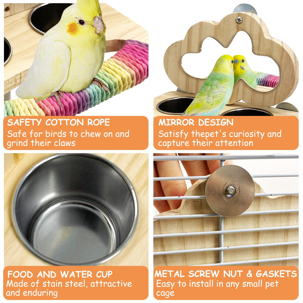 Tfwadmx bird-perch-with-mirror captures the curious, interactive moment during snack time.