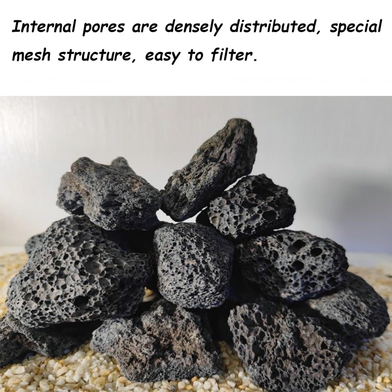 Tfwadmx black pumice stones for aquarium offer porous surfaces for beneficial bacteria