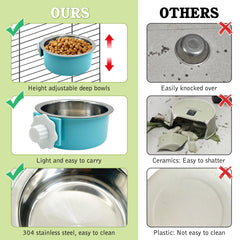 TFWADMX crate dog bowl hanging green prevents spills in small pet cages