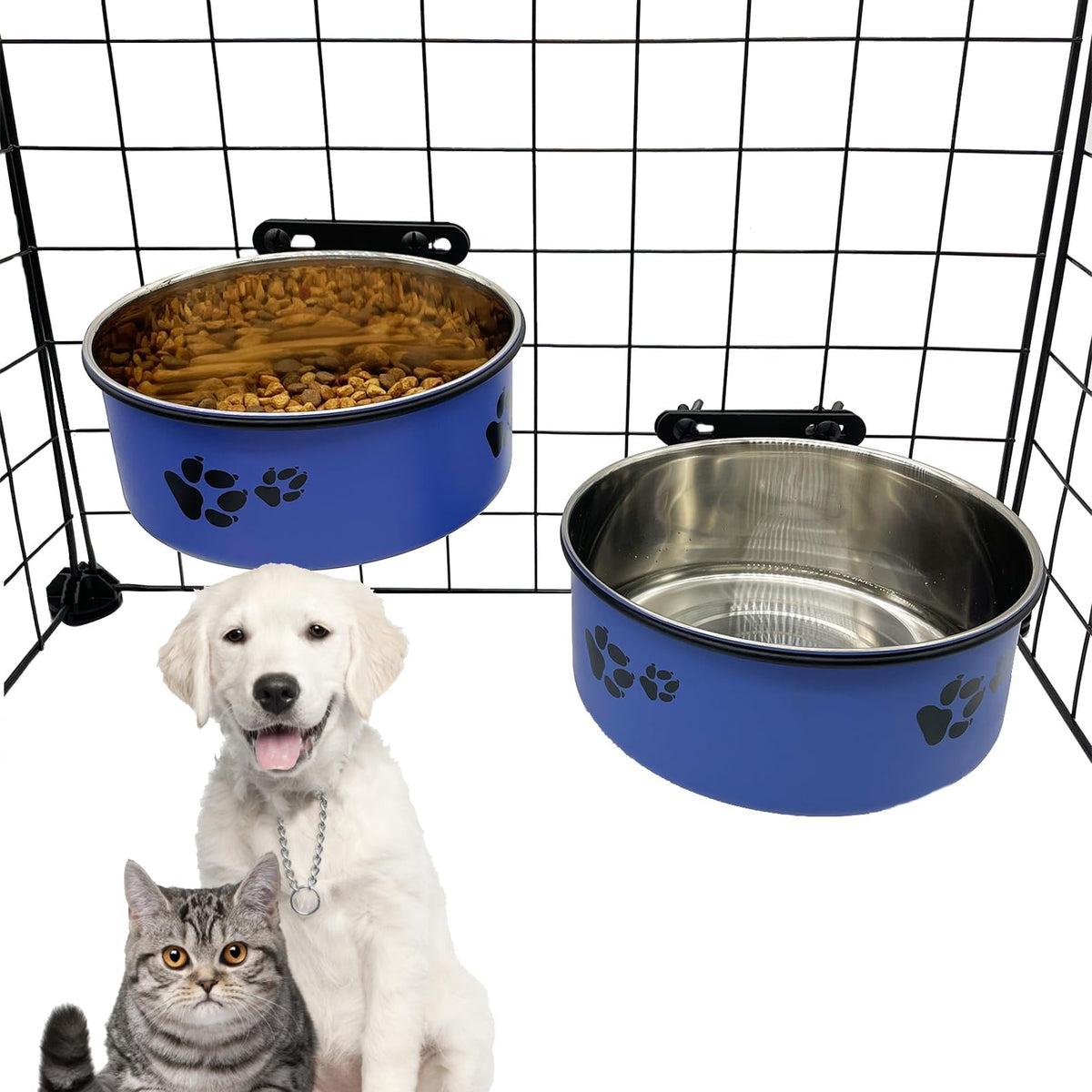 Tfwadmx dog crate bowl with paw-pattern inspires pets to eat during crate time.