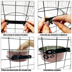 Tfwadmx dog crate bowl pink packaging includes two feeding sizes for water and food.