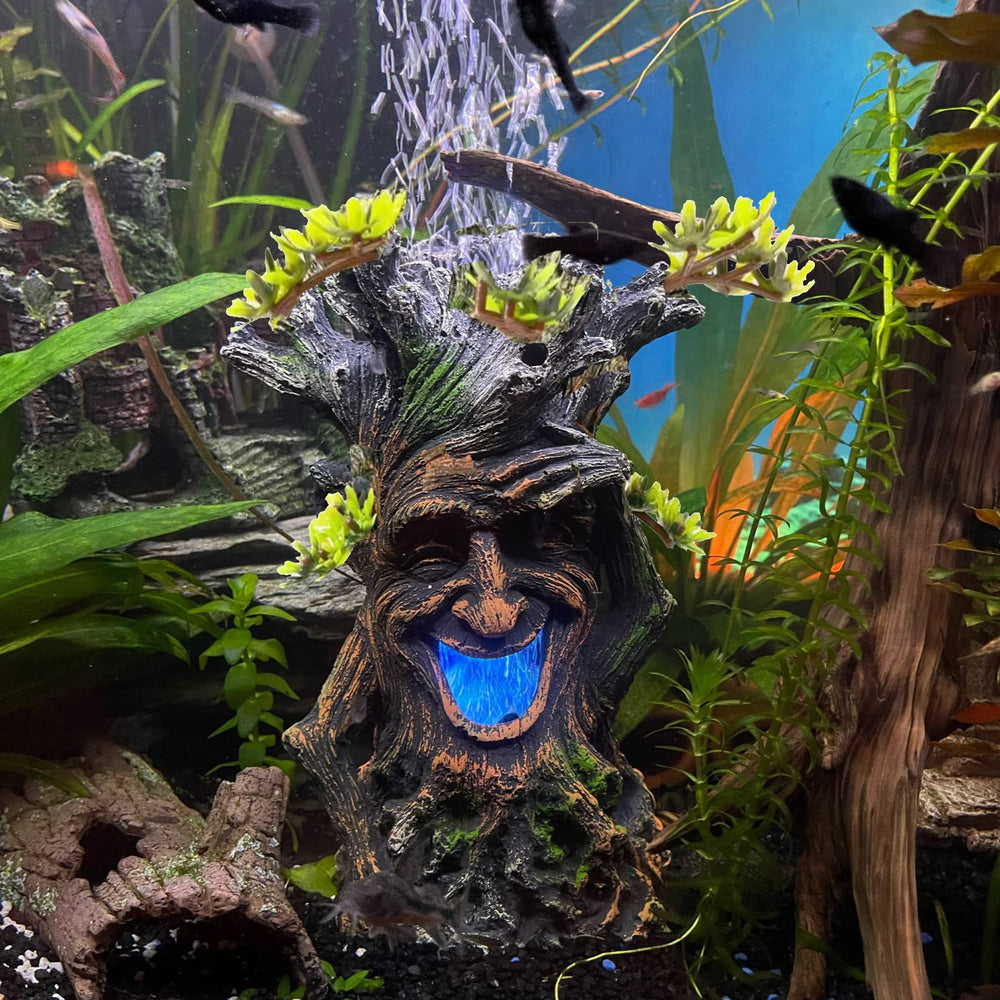Tfwadmx fish tank tree stump artificial plant top adds color to aquarium.