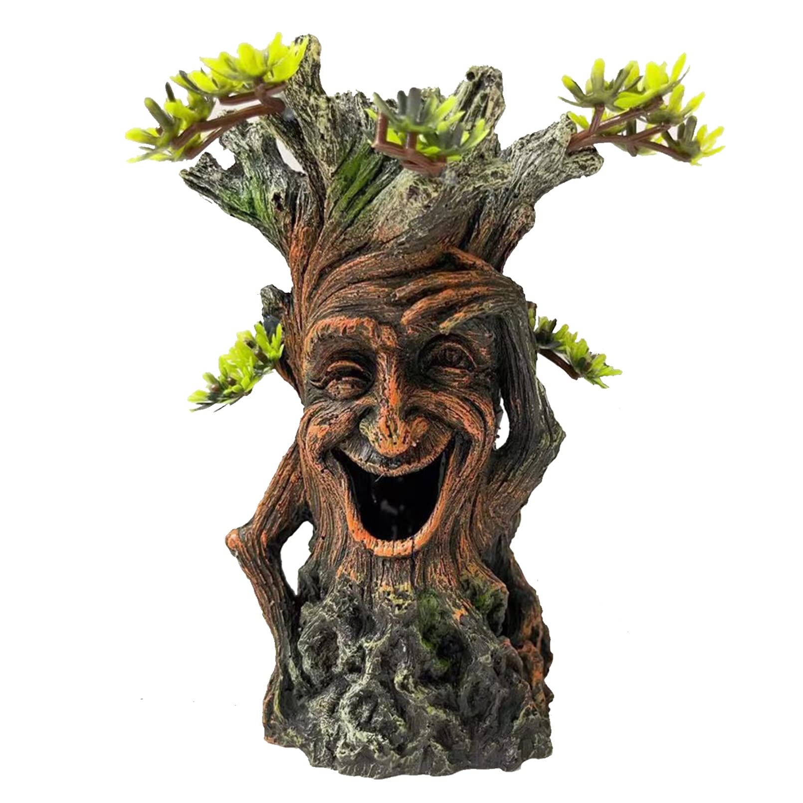 Tfwadmx fish tank tree stump front view shows natural habitat and hiding spots.