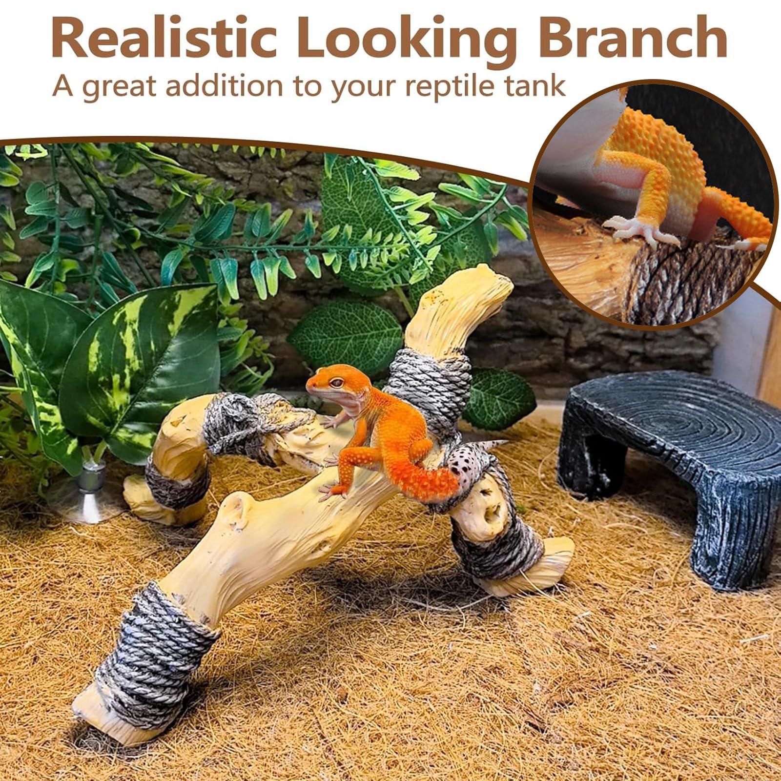 Tfwadmx gecko branch ornament blends with desert or rainforest themes while sparking curiosity.