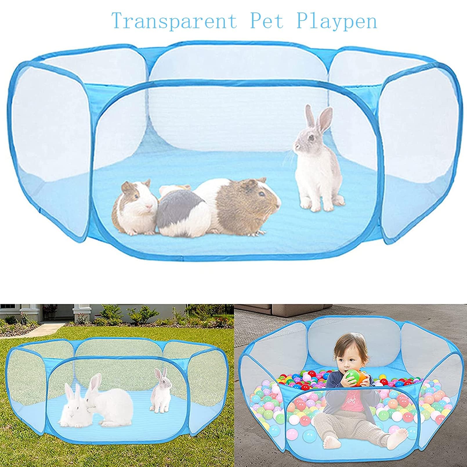 Tfwadmx hamster foldable playpen transparent view for easy supervision