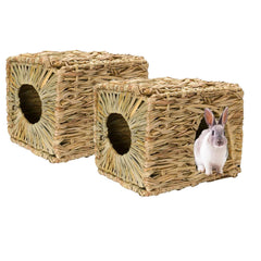 Tfwadmx Rabbit Grass House 2PCS Folded Hut offers a cozy hideaway for play and rest.