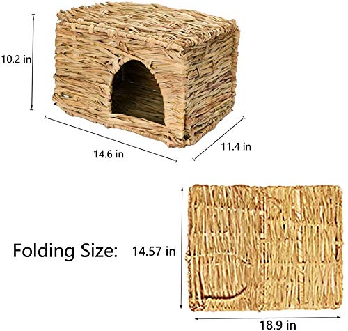 Tfwadmx Rabbit Grass House 2PCS Dimensions show roomy space for larger pets.