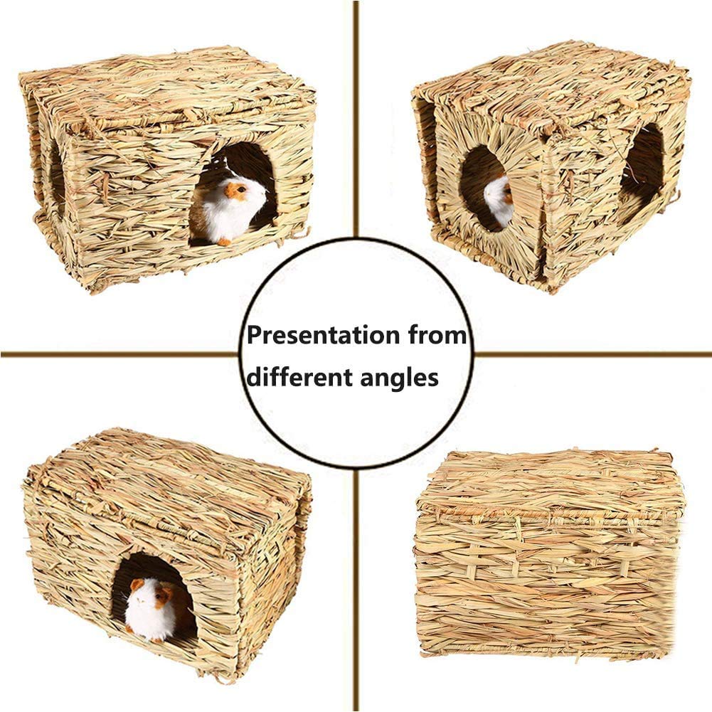 Tfwadmx Rabbit Grass House 2PCS Woven Seagrass texture shows natural chew-friendly material for gnawing.