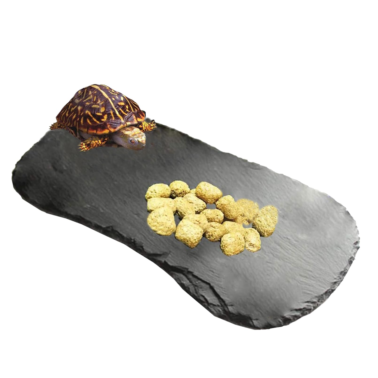 Tfwadmx reptile basking platform rock slate 13.5x8 provides steady heat for basking sessions.
