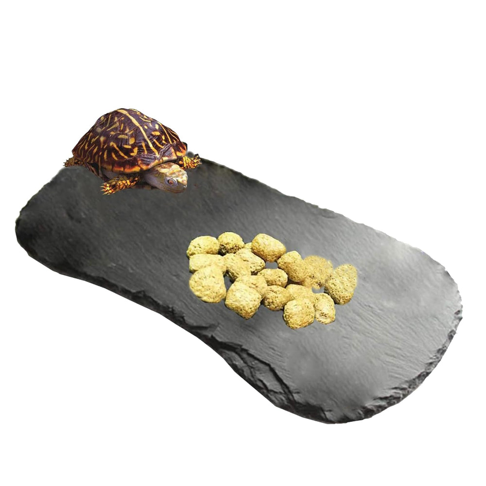 Tfwadmx reptile basking platform rock slate 13.5x8 provides steady heat for basking sessions.