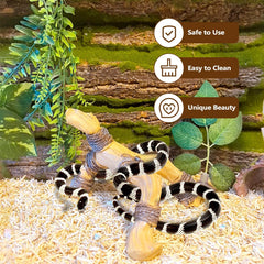 Tfwadmx reptile branch wood-look demonstrates durable resin design that’s easy to clean in tanks.