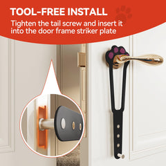 TGIOW cat door latch in use keeps dogs away from litter and food.