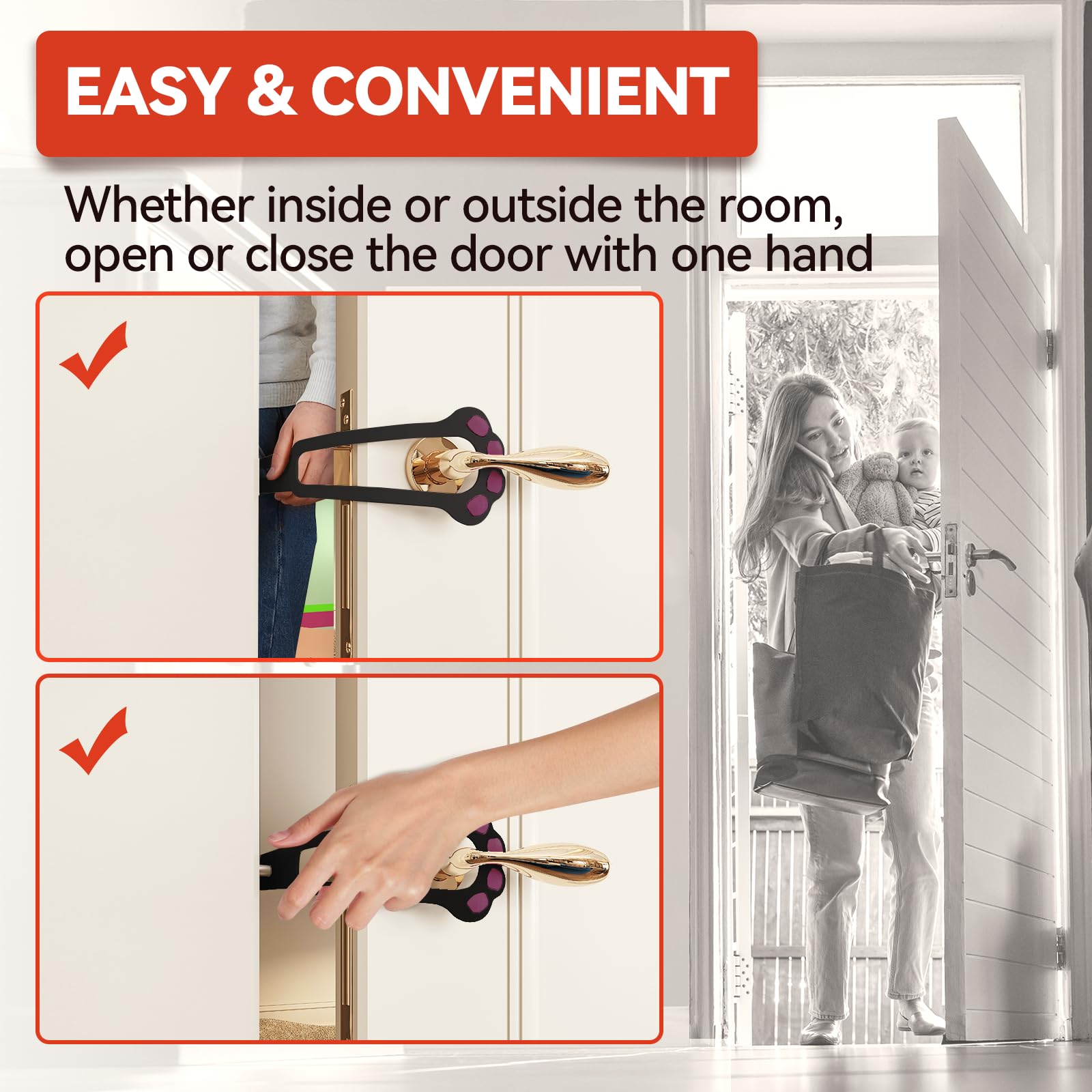 TGIOW cat door latch installation shows screwdriver-free door frame setup.