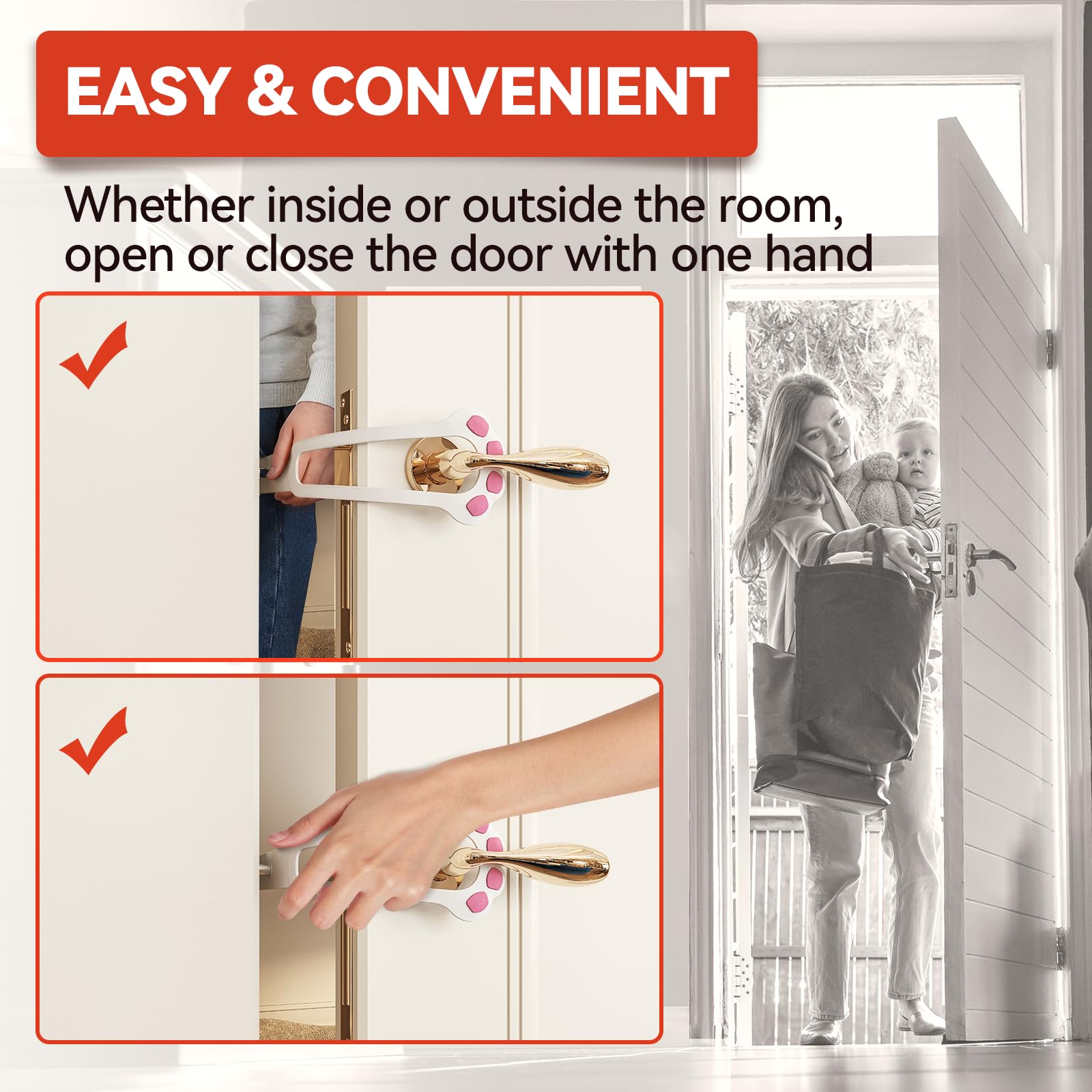 TGIOW latch kept on door handle when not in use for safety