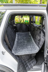 Dense flannel backseat mat from TGODGPY offers cozy cushioning for pets.