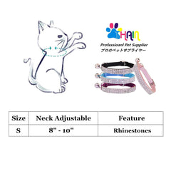THAIN cat collar pink with Diamante bling and D-ring for easy wear