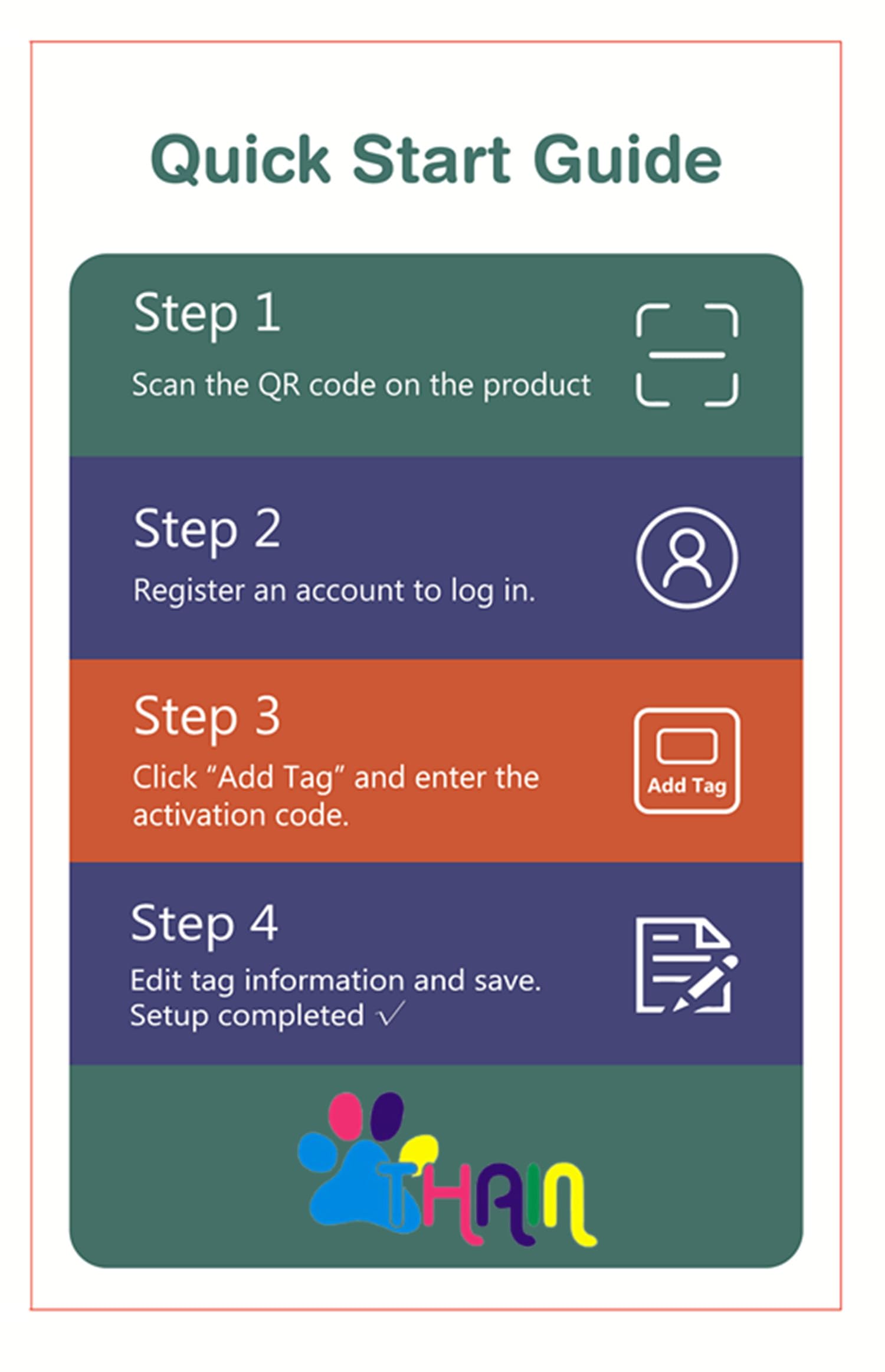 THAIN cat collar with QR code tag pink for quick profile access