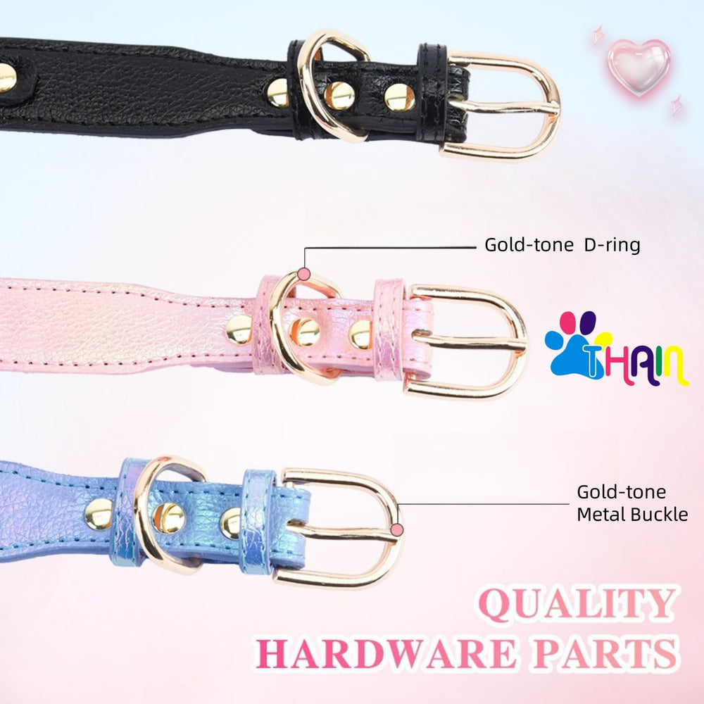THAIN fashion dog collar gold buckle detail showcases secure and easy-on design.