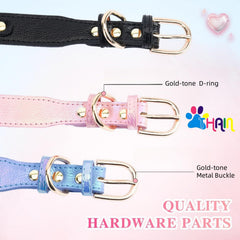 THAIN fashion dog collar gold buckle detail showcases secure and easy-on design.