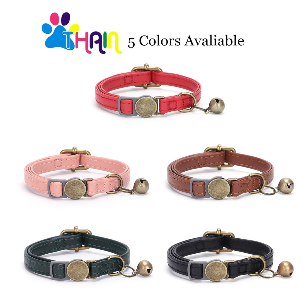 THAIN leather cat collar lightweight design supports all day wear