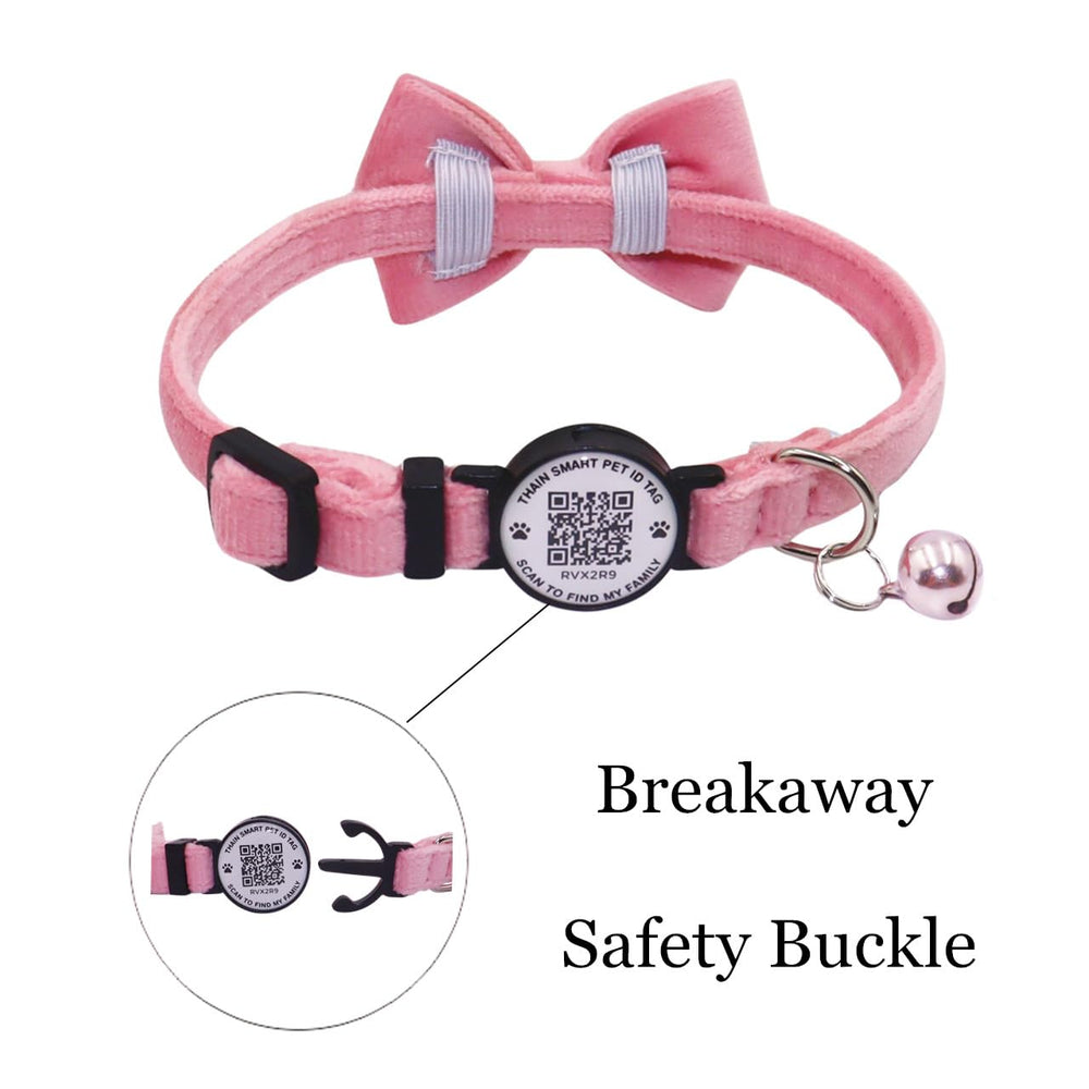 THAIN velvet soft cat collar pink gentle on fur and skin