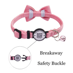 THAIN velvet soft cat collar pink gentle on fur and skin