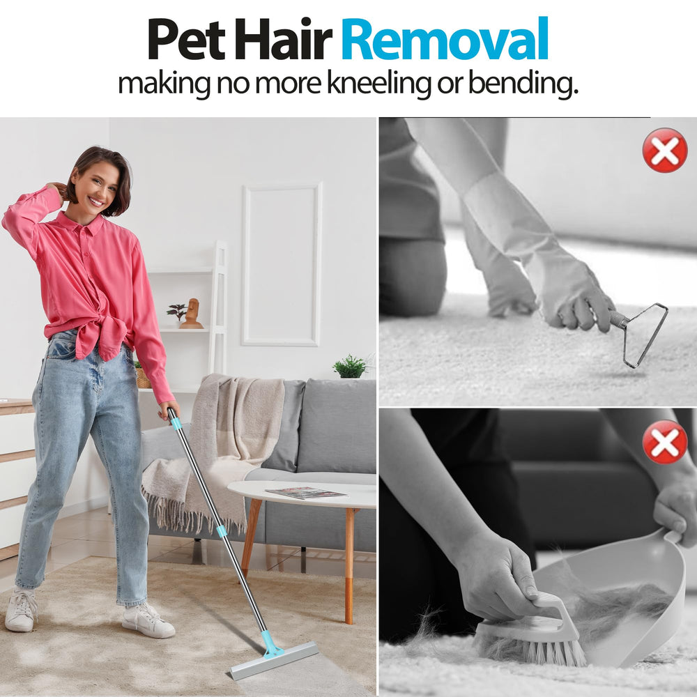 Thalomely carpet rake 54-inch handle enables comfortable reach without bending