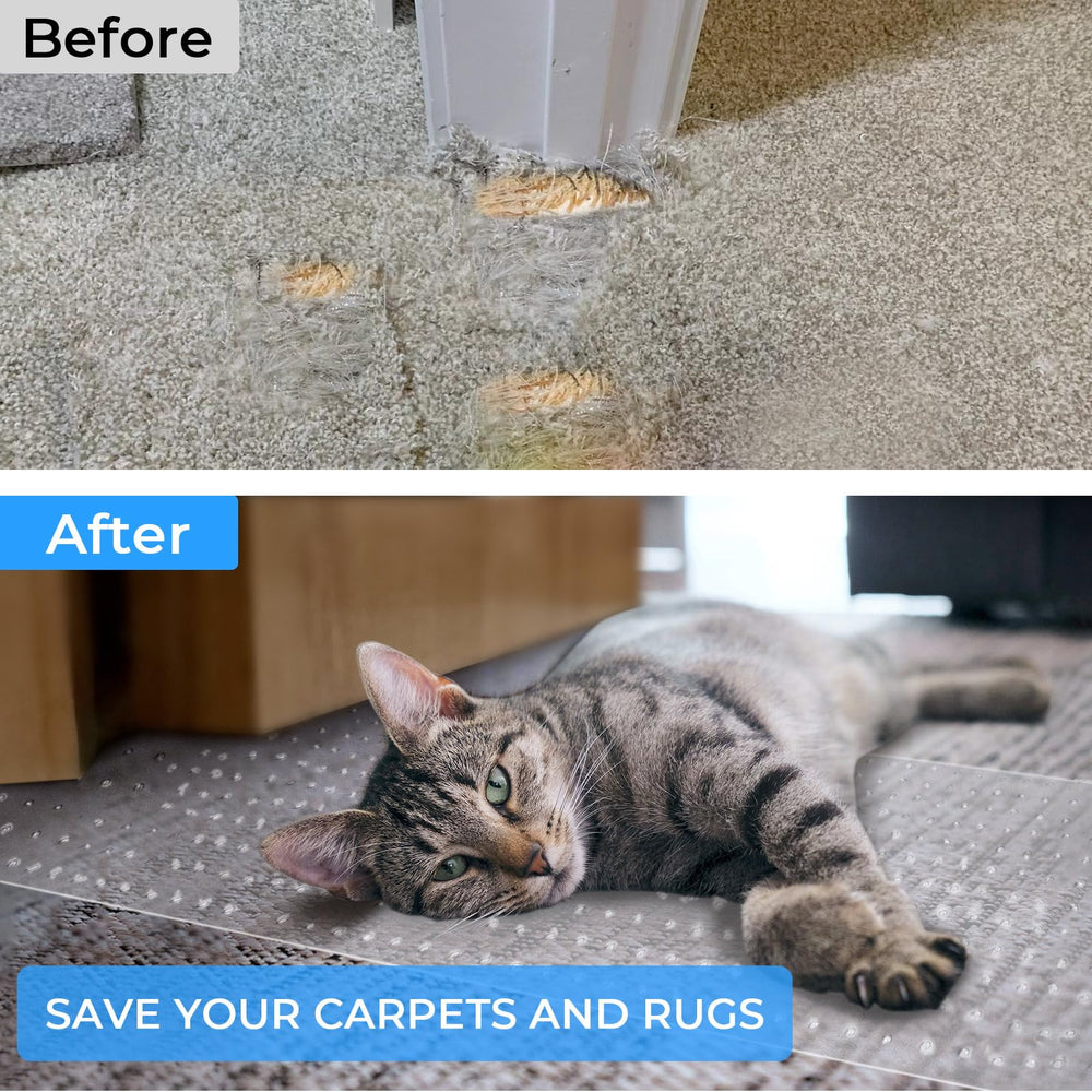 THAMIAO carpet protector rugged backing with nails prevents shifting.