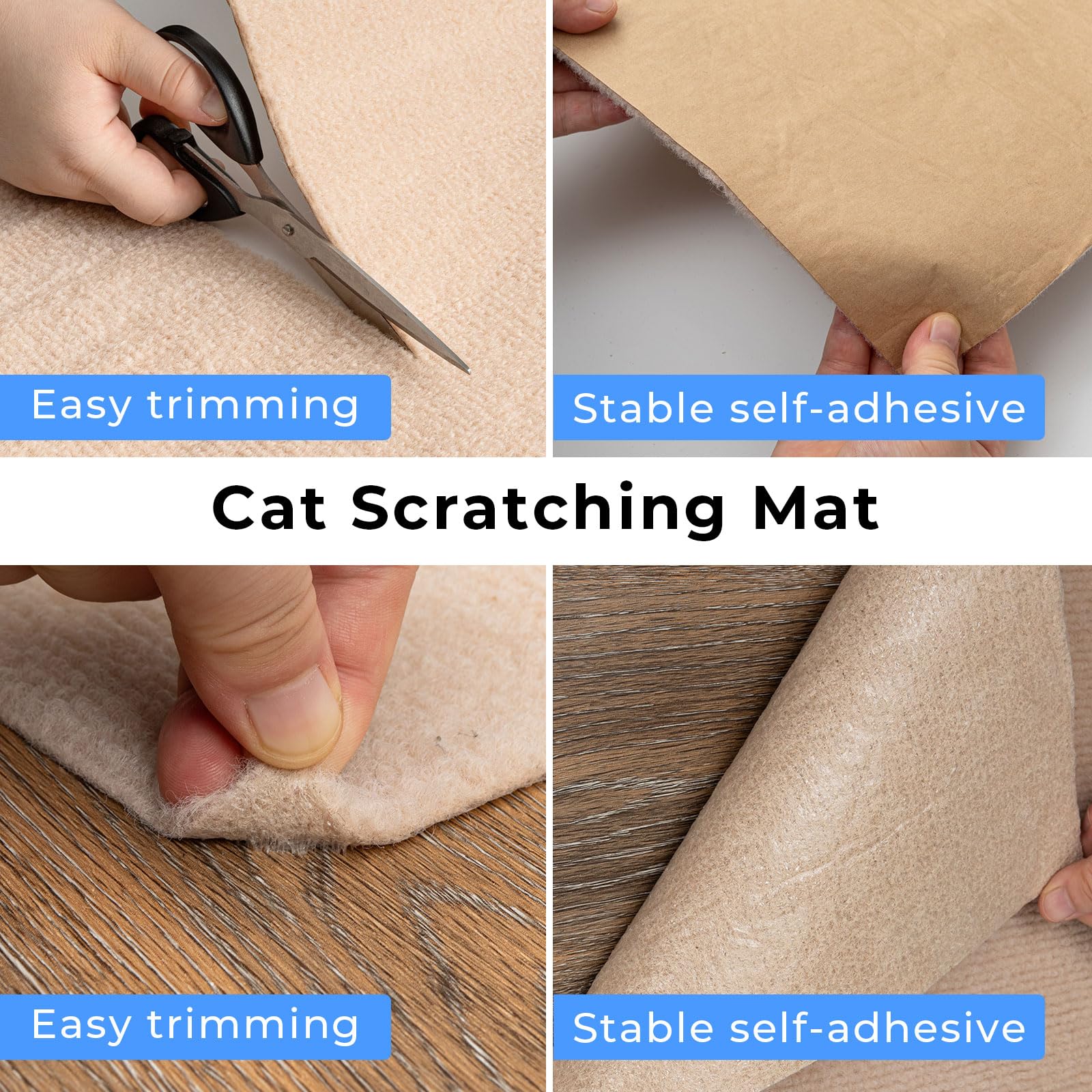 THAMIAO cat scratch mat protects sofas and shelves on multiple surfaces.