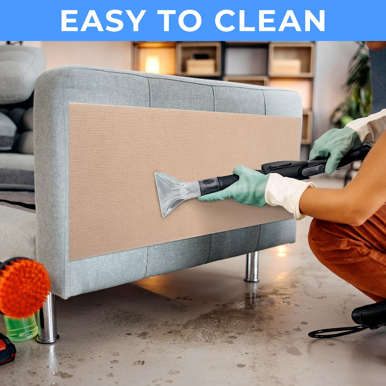 THAMIAO cat scratch mat on sofa shows easy placement and quick protection