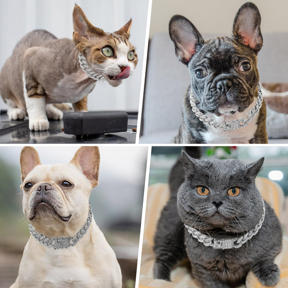 THAMIAO gift-ready pet collar silver for birthdays or holidays