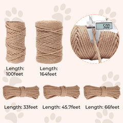 THAMIAO hemp rope closeup showing 6mm diameter texture ideal for scratching.