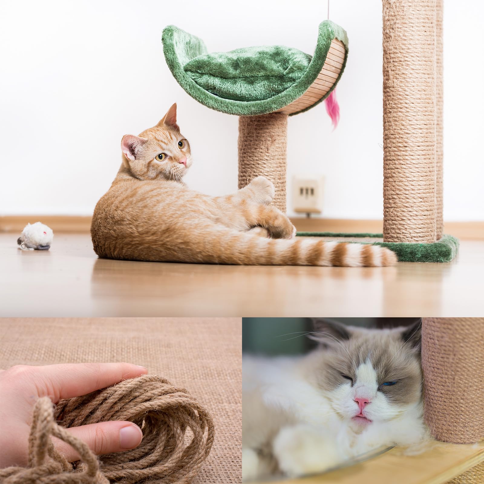 THAMIAO long hemp rope roll 166ft ready for DIY projects.