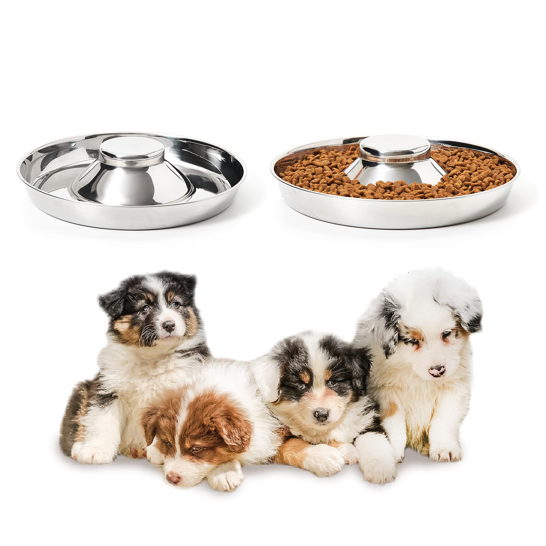 Thankspaw stainless steel puppy bowls set of 2 for convenient food and water serving.