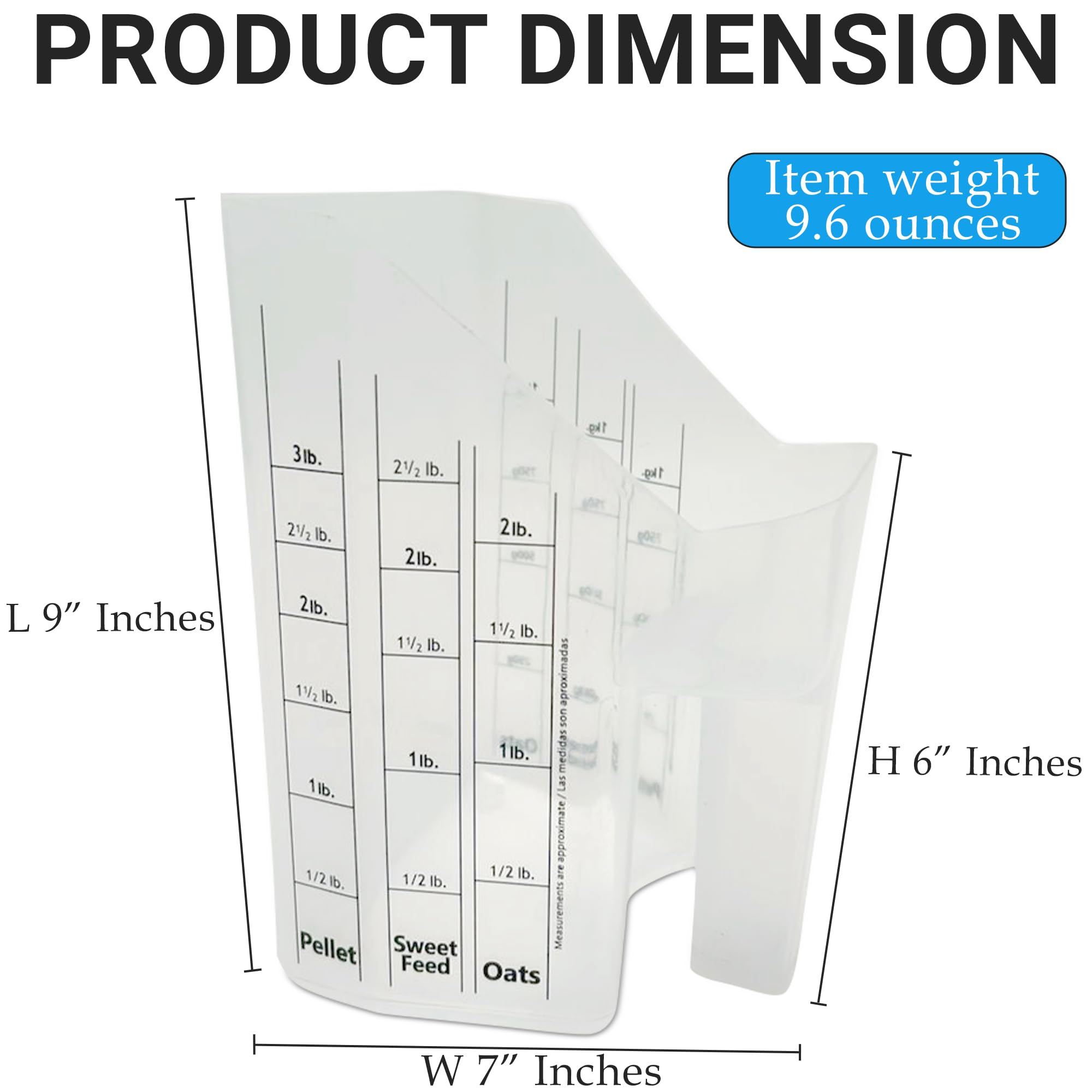 Tharos feed scoop with durable ergonomic handle offering comfortable non-slip grip.