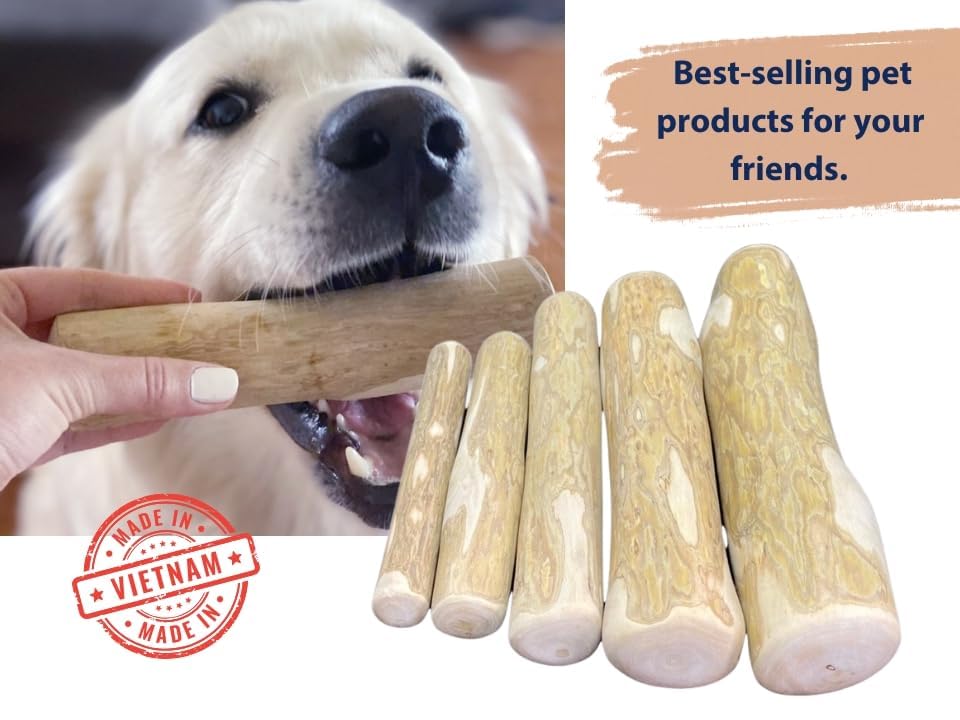 Thatuwwood Coffee Wood Dog Chew Stick shown in hand for size reference and handling.