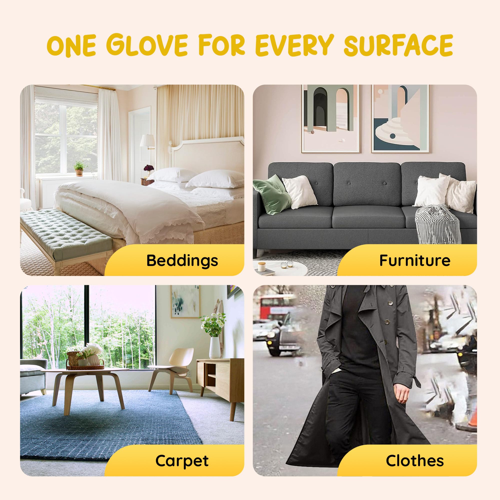 The Bark World dog fur removal glove used for pet grooming and deshedding.