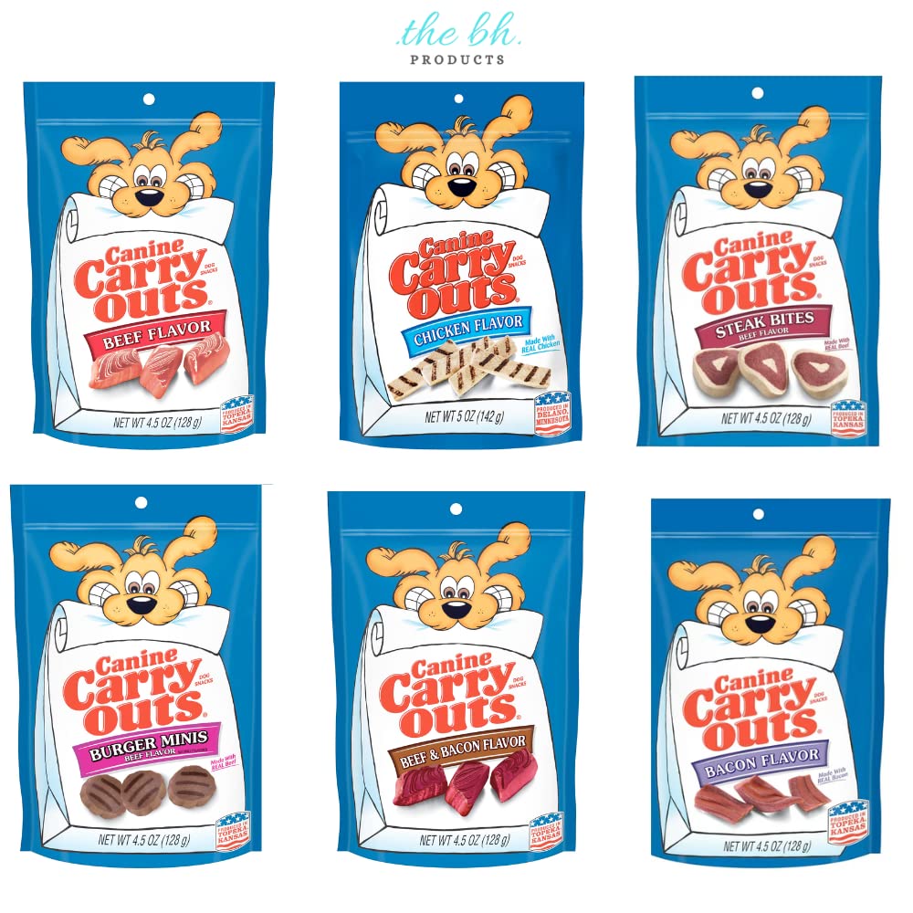 The BH Products Canine Carry Outs Variety Pack highlights tasty treats ideal for training rewards.