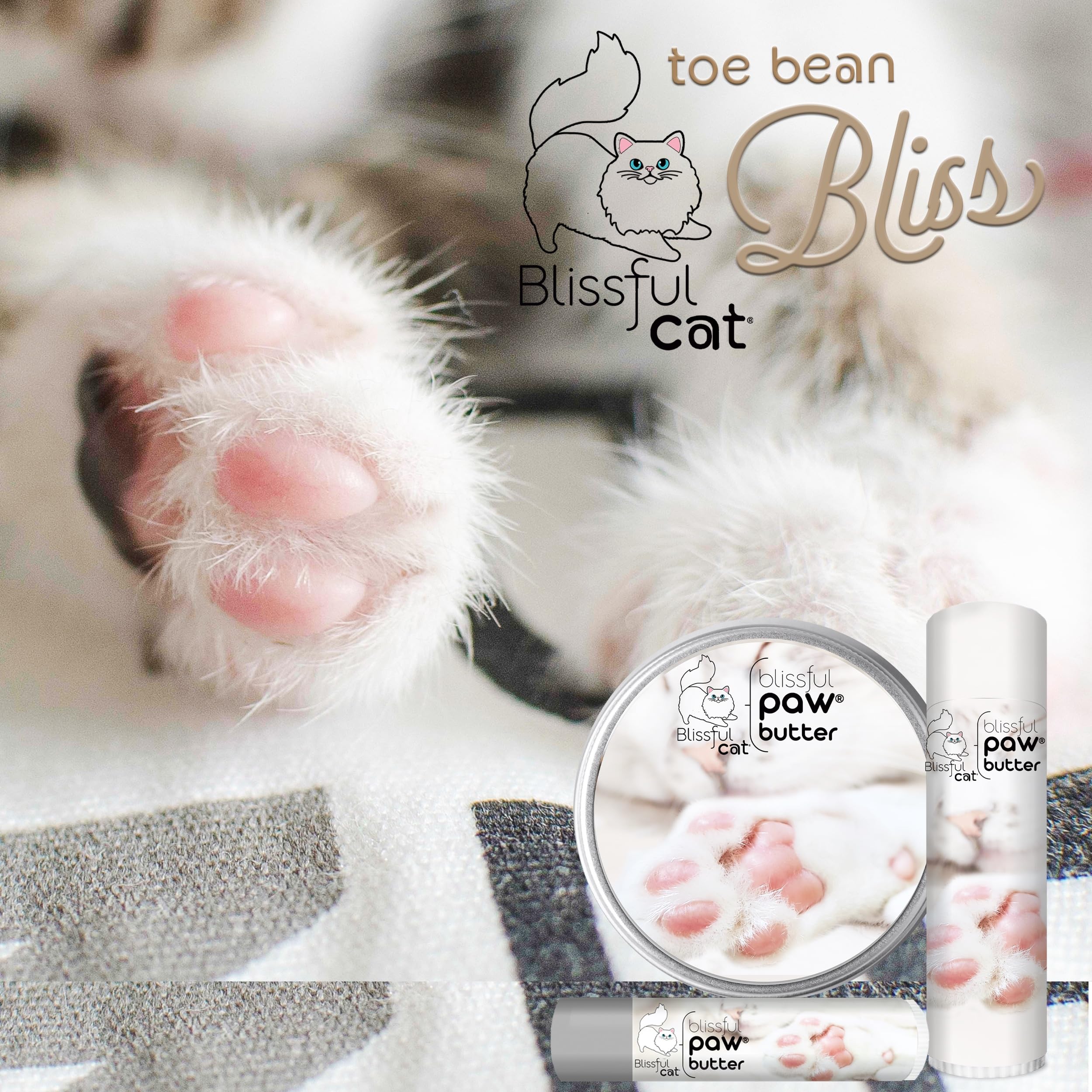 The Blissful Cat Paw Butter smooth-application on a cat's paw pad.