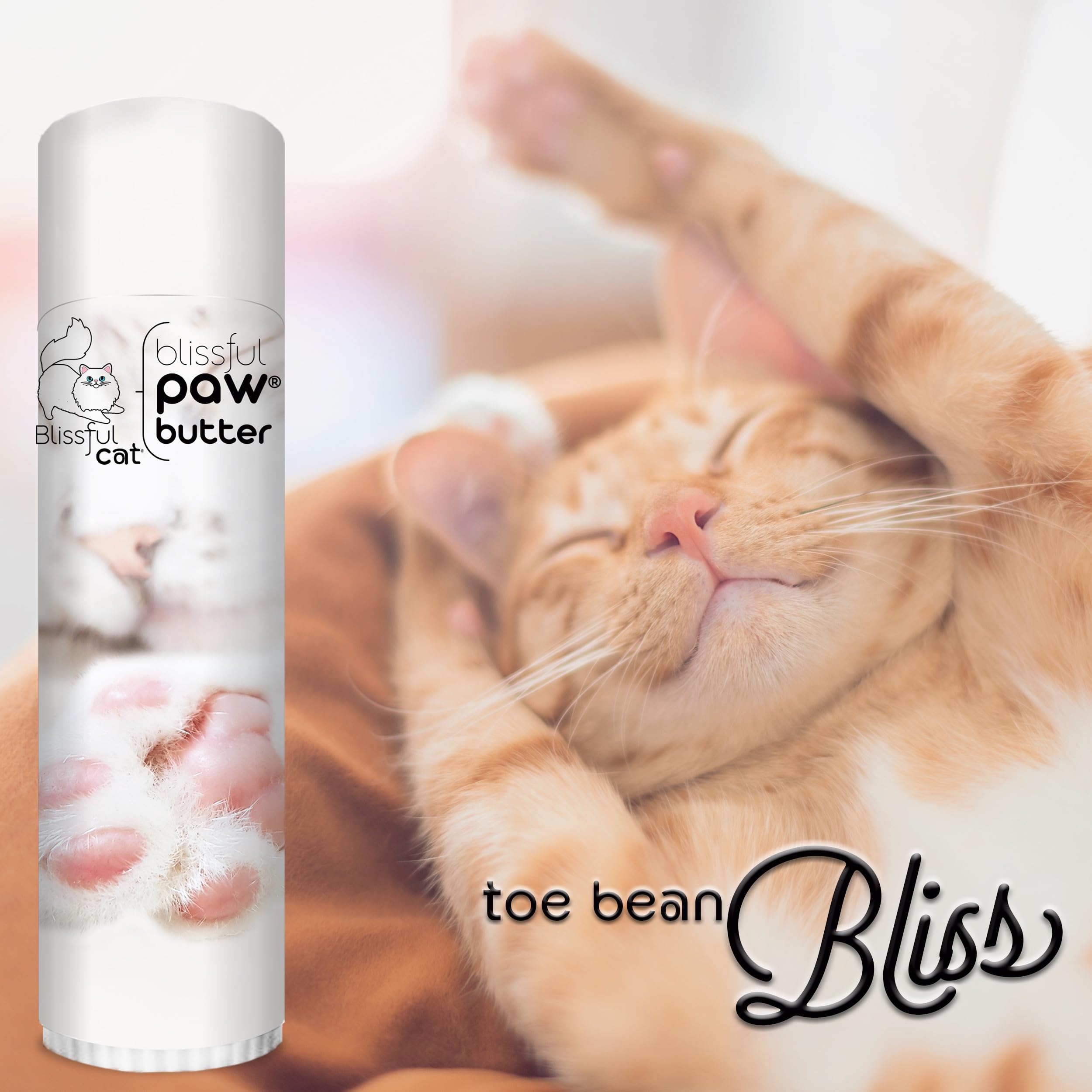 The Blissful Cat Paw Butter tube-dispense image highlights easy application.