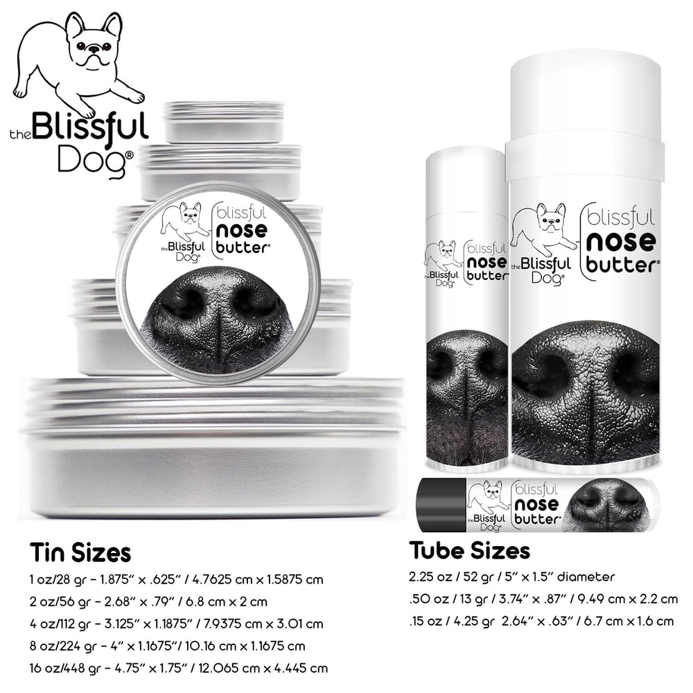 The Blissful Dog Nose Butter all-breeds label suggests broad breed compatibility.