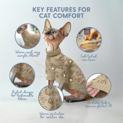 The Cat Ladies monogram cat sweater close-up fabric emphasizes soft, non-toxic material