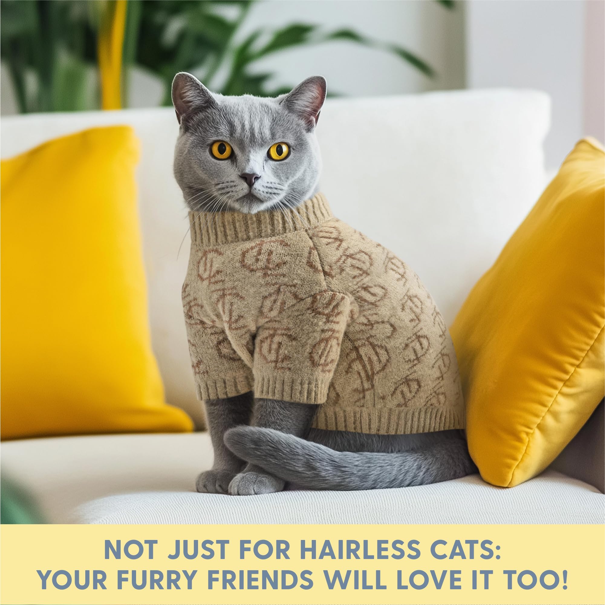 The Cat Ladies monogram cat sweater material durability photographed in everyday wear